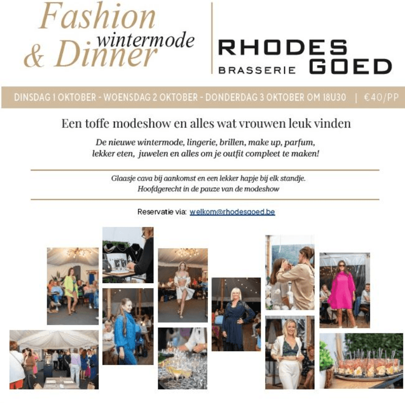 Sfeerbeelden van een eerdere Fashion & Dinner-editie bij Rhodesgoed