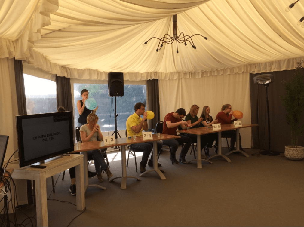 Slimste team challenge bij een teambuilding met Brasserie Rhodesgoed